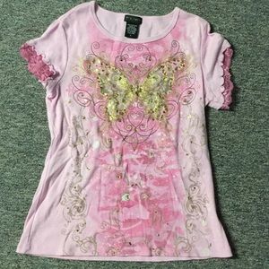 Sequin butterfly girls shirt